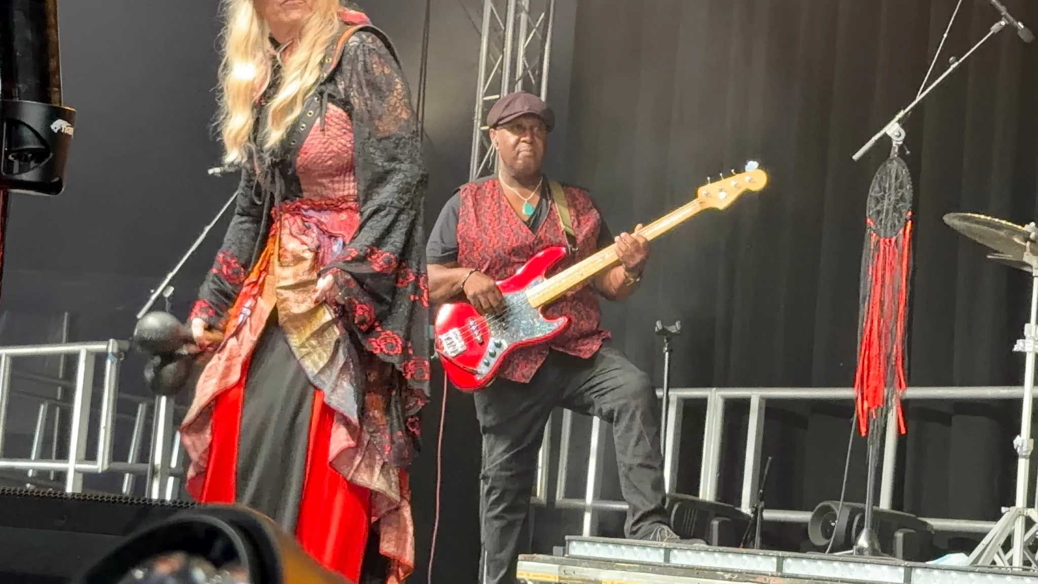 Fleetwood Mad bass player and vocalist on stage at Poole Marina Festival 2026